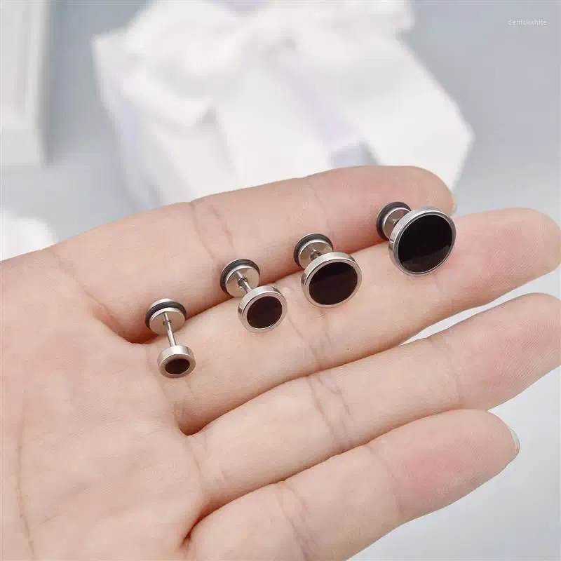 Ohrstecker Klassische Herrenohrringe Edelstahl Rund Schwarz Öltropfen Für Männer Mode Punk Schmuck Zubehör