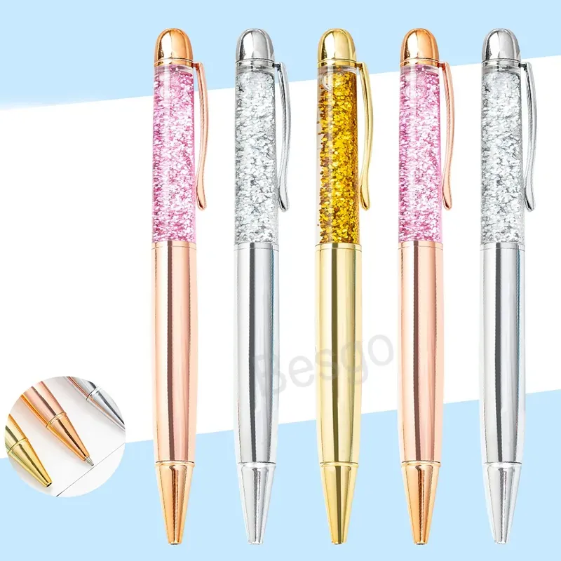 Шариковая ручка «Зыбучий песок», золотой порошок, шариковые ручки, ослепительные красочные металлические хрустальные ручки, студенческие письменные офисные ручки для подписи, фестивальный подарок, BJ