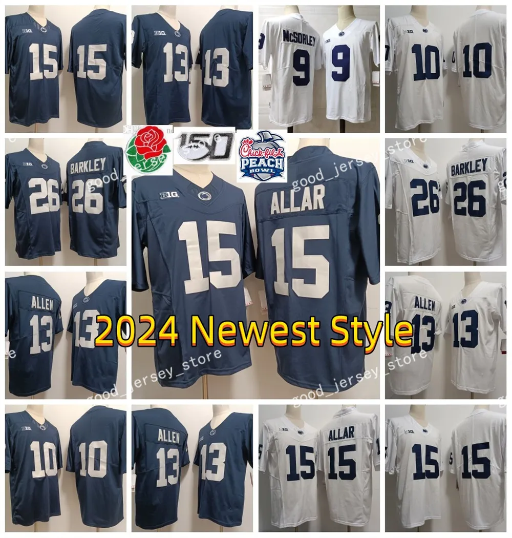 NCAA Penn State Nittany Lions College Football Jerseys 26 Saquon Barkley 15 Drew Allar 13 Kaytron Allen 11 Abdul Carter 9 McSorley 14 Sean Clifford AAA 2024