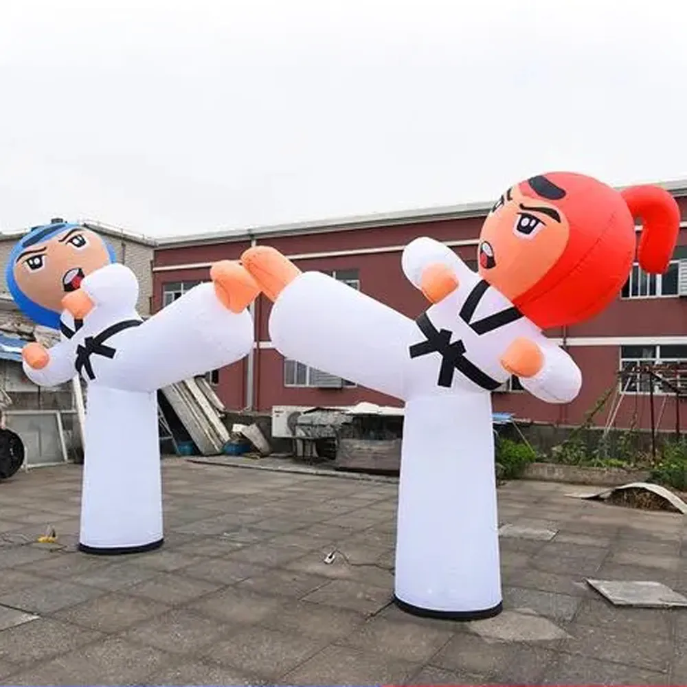wholesale Personnalisé 3mH gonflable karaté dessin animé Taekwondo garçon karaté homme avec logo publicitaire ballon à air décoration jouets sport
