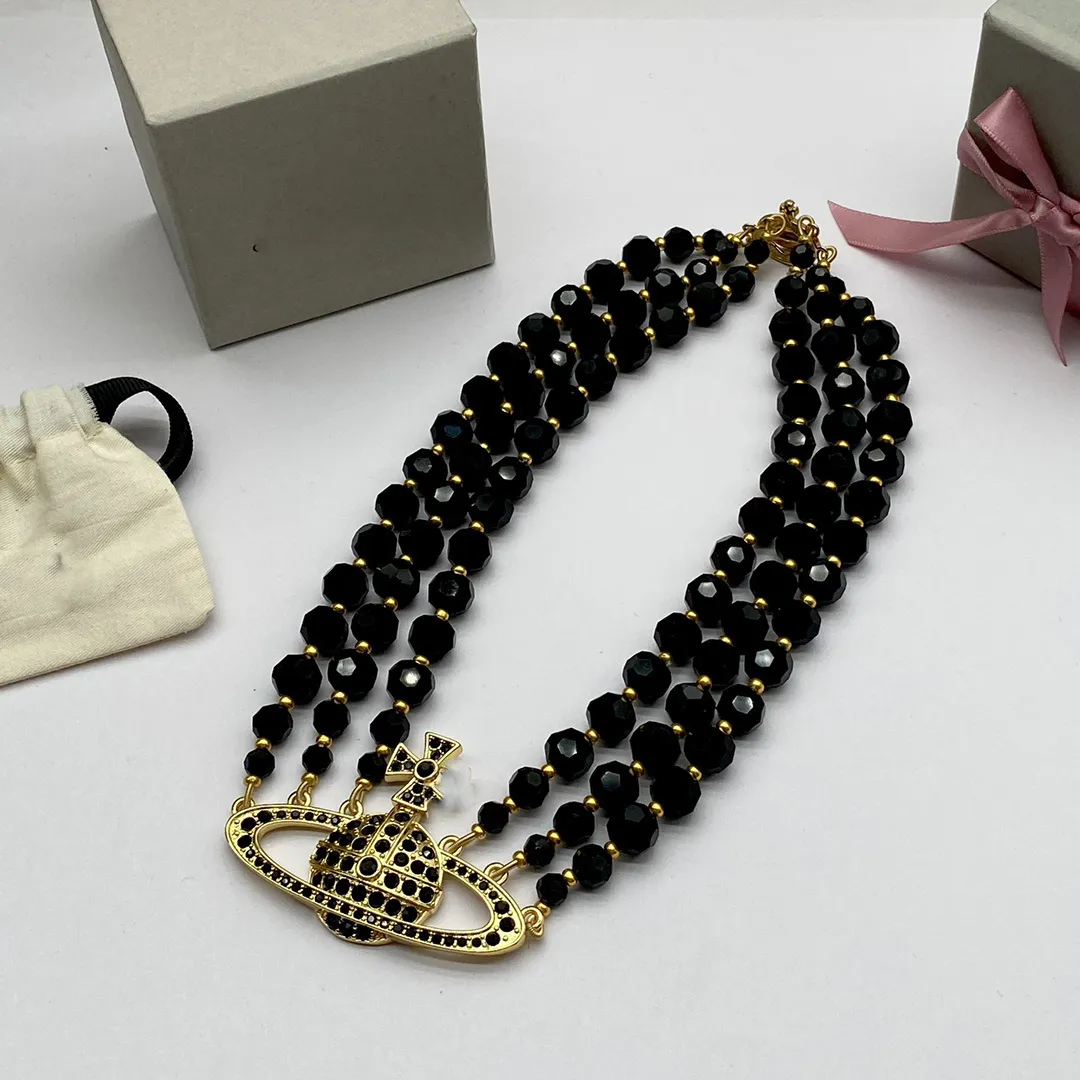 Saturn -ontwerper Women Parl ketting Viviane Choker hanger keten kristal goud ketting sieraden Westwood accessoires 567