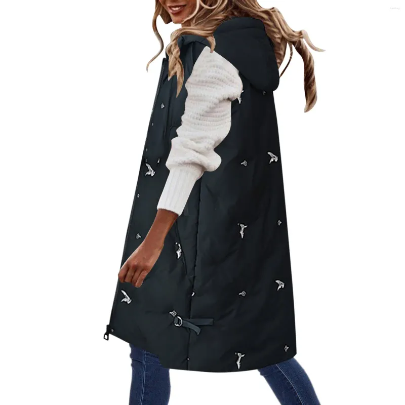 Women's Vests Winter Autumn Women Vest Waistcoat Long Down Cotton Jacket Loose Oversize Sleeveless Hooded With Pocket L6