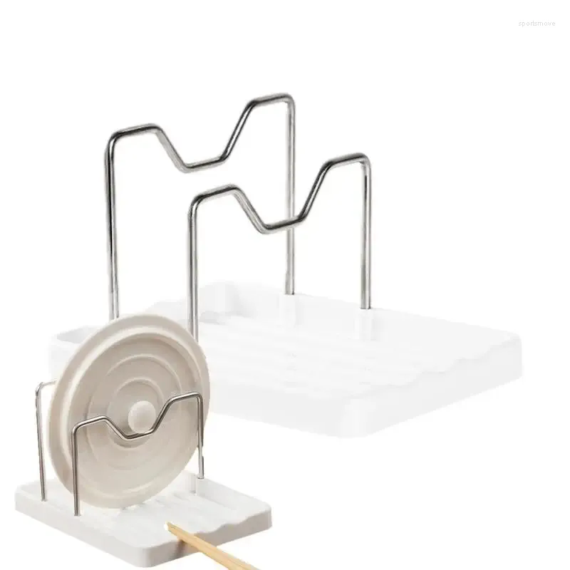 Cozinha armazenamento pote tampa organizador bancada rack titular prato pan capa suporte colher resto tábua de cortar