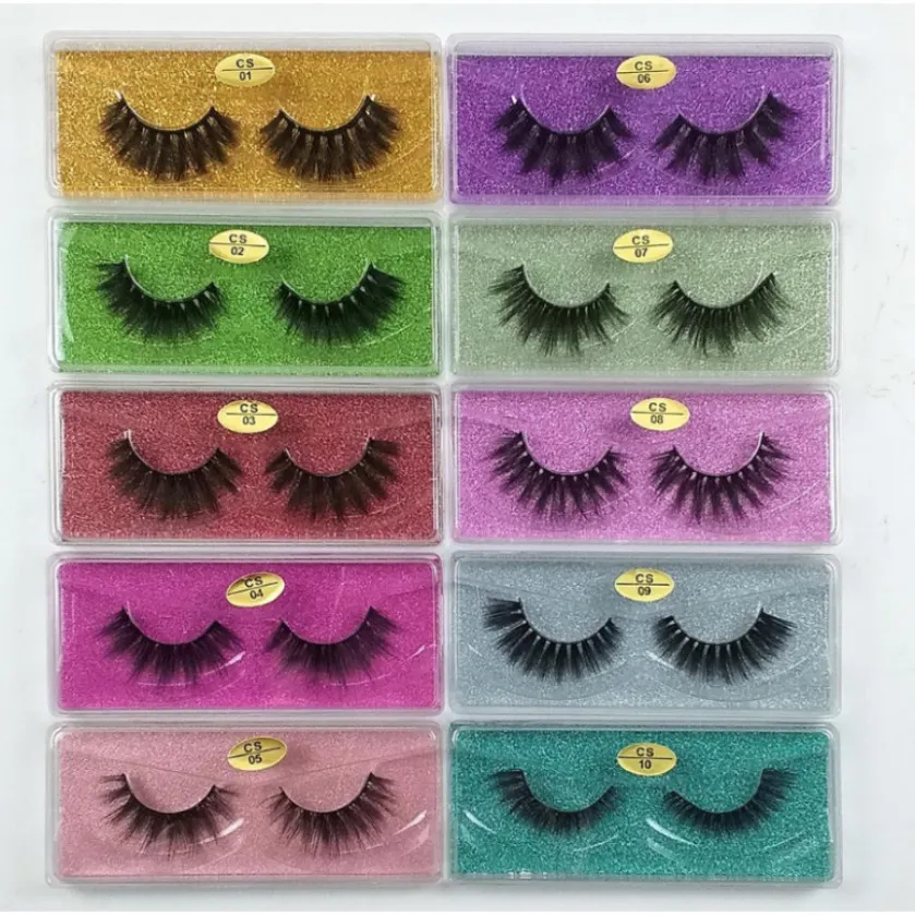 Nerz-Wimpern im Großhandel, 10 Stile, 3D-Wimpern-Packung, natürlich, dick, handgefertigt, Make-up, falsche Wimpern325