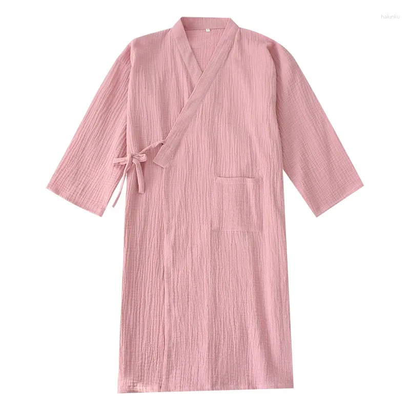 Vêtements ethniques Style japonais Kimono Chemise de nuit Femmes Automne Lavé Crêpe Coton Gaze Chemise De Nuit Femme Enceinte Peignoir Sueur Vapeur