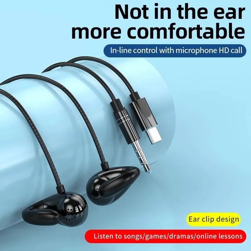 Headphones 2023 New Wired Bone Conduction 2nd Gen Open Air Headphones Clip Ear Music Noise Canceling Headset HD Call Sports Earphone 3.5mm