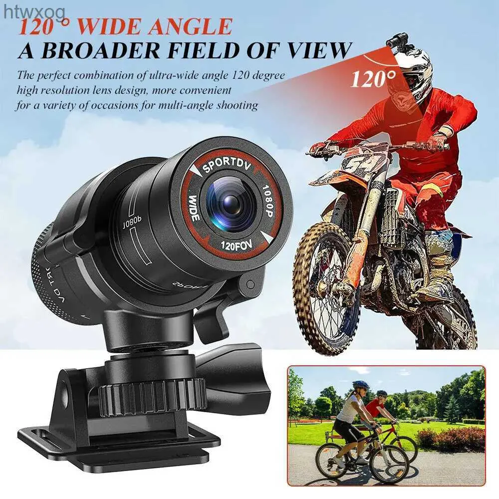 Sportowa akcja kamery wideo Vandlion F9 Mini HD 1080p Nagrywanie wideo kamera sportowa DVR Motor Rower Cycle Action Helmet Cam DV 120 stopni Kąt szerokości YQ240119