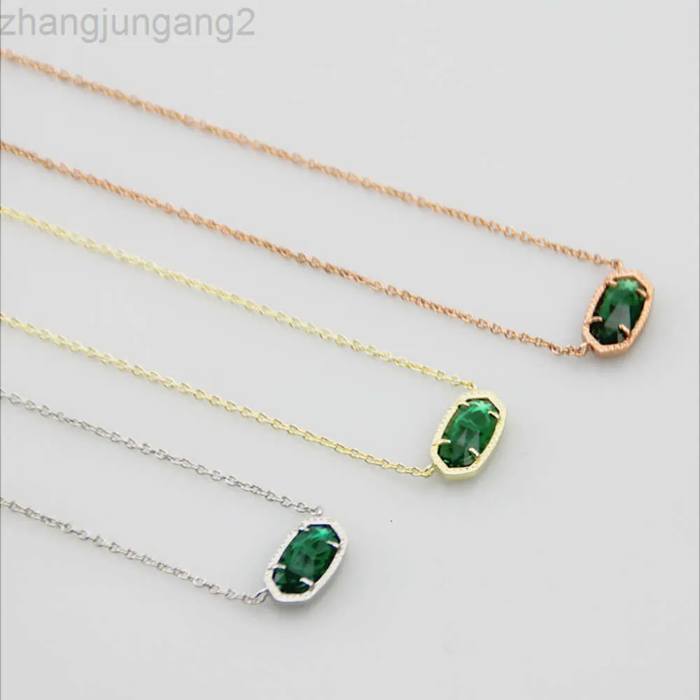 Designer Kendras scotts Neclace Jewelry Instagram Semplice ovale trasparente verde scuro con ciondolo in pietra Collana corta con catenina a catena