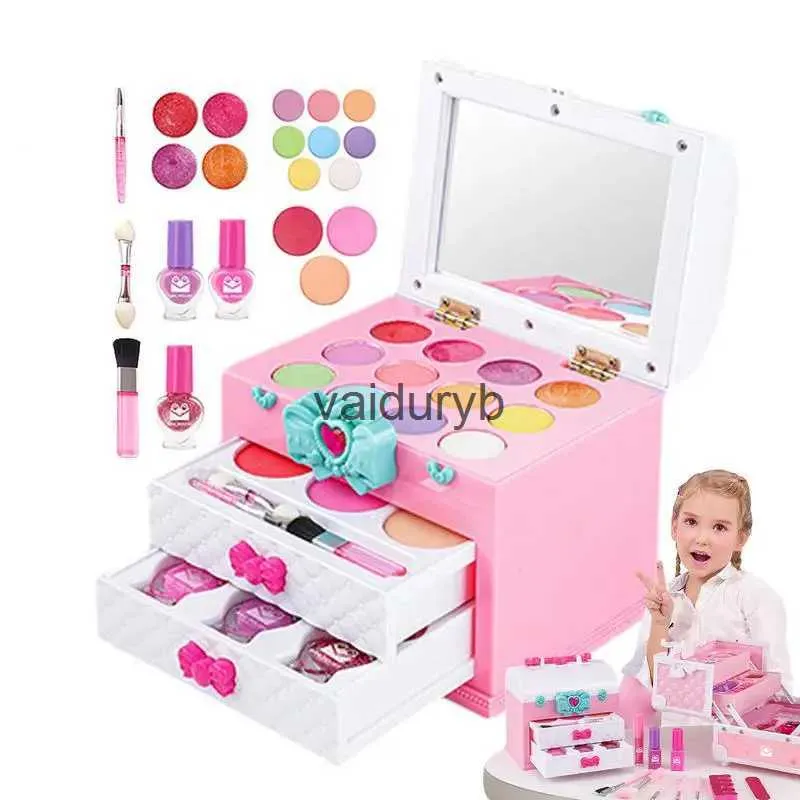 Beauty Fashion Kids Makeup Kit For Girl Kids Washable Makeup Playset Portable Beauty SN Playset Washable Make Up Set för 3 4 5 6 7 8 YearsVaiduryB