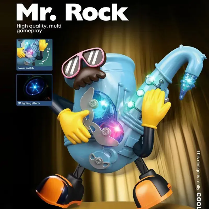 Childrens rock Mr Electronic Dance Music Light Swing Saks Guitar Robot Nowator Funny Toys Prezenty Świąteczne zabawki 240119