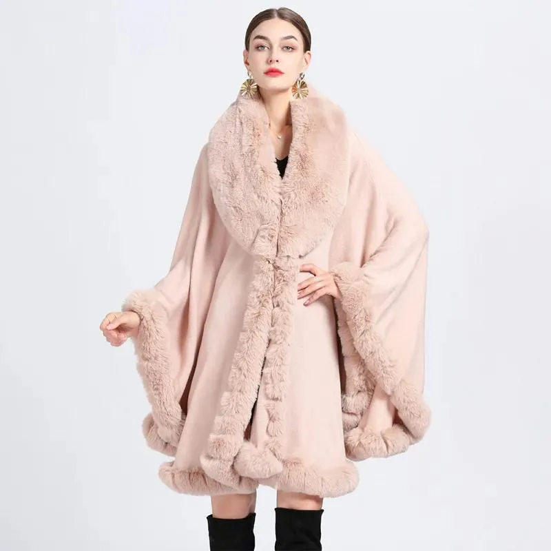 Dress Coat for Women 2023 Autumn and Winter New Imitation Fur Collar Knitted Cardigan Loose Jacket Women