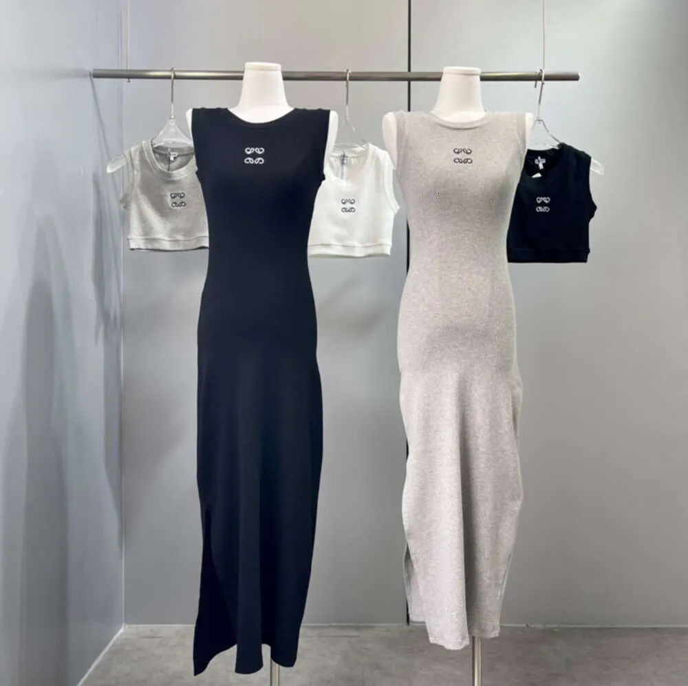 24 designerklänningar för kvinnor kvinnor casual klänningar o nacke sexig ärmlös ny lyx ut lapp broderad dekoration kläder kvinnliga bodycon klänning fest strand slitage