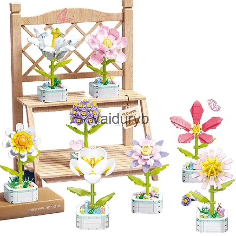 Forniture per giocattoli di Natale Assemblaggio di bouquet in vaso giocattoli da costruzione ornamenti da tavolo adatti per ragazzi e ragazze Regali di Natale vaiduryb