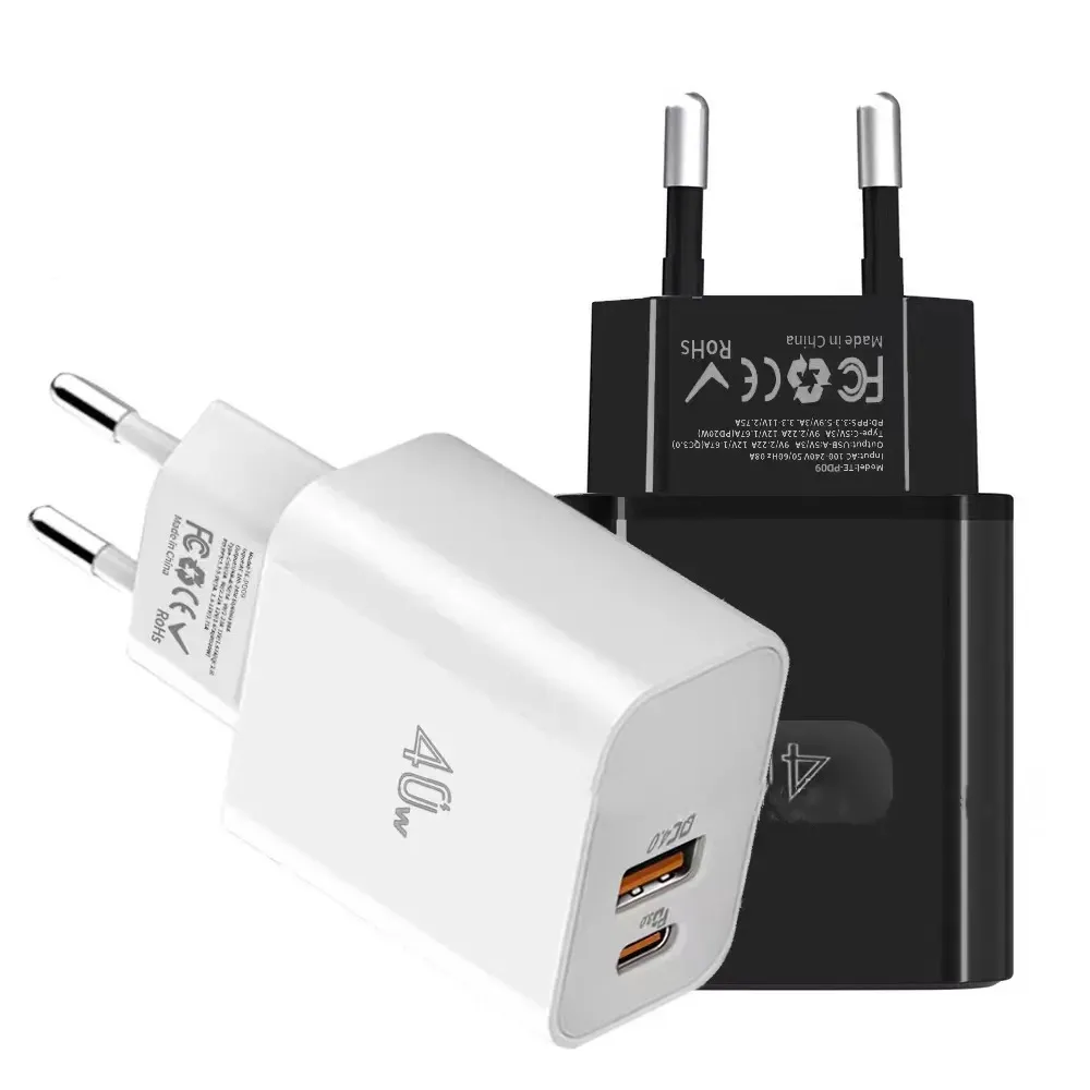 40w carregador rápido tipo c carregador rápido pd USB-C adaptador de carregador de parede de carregamento rápido para samsung s24 iphone 15 xiaomi huawei móvel