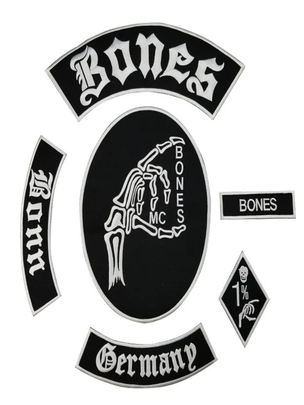 Bone Skull Embroidered Patch Full Back Size for Jacket Iron On Clothing Biker Vest Patch Rocker Patch Ship7021000