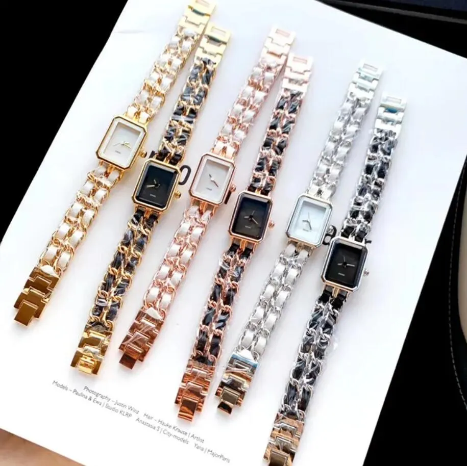 Luxe horloge dames horloges vierkante tank horloges ontwerper Diamond horloges premium kwarts beweging roestvrijstalen stalen armband saffierglas waterdicht