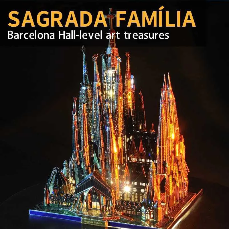 クラフトツール2018 Microworld 3D Metal Nano Puzzle Sagrada Familia Cathedral Build Model Kits J072 DIY 3DレーザーカットジグソーおもちゃYQ240119