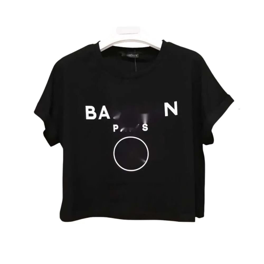 Balmani Tshirt Designer Magliette da uomo di qualità originale Nuova manica corta arricciata Lettera floccata Manica corta ampia da donna