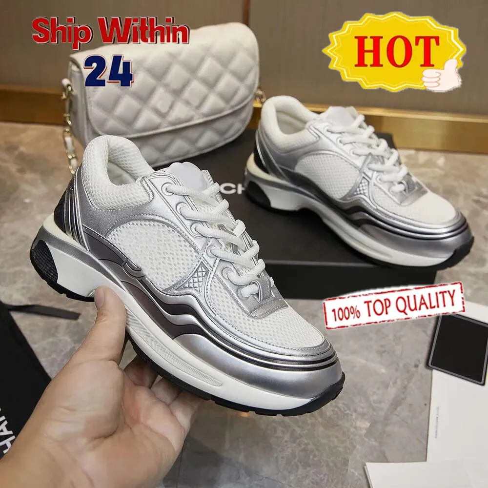 Ontwerper Nieuw patroon Wandelschoenen Sport mcnm Schoenen Luxe Channal Sneakers Mode Dames heren Running Trainers Goud en zilver