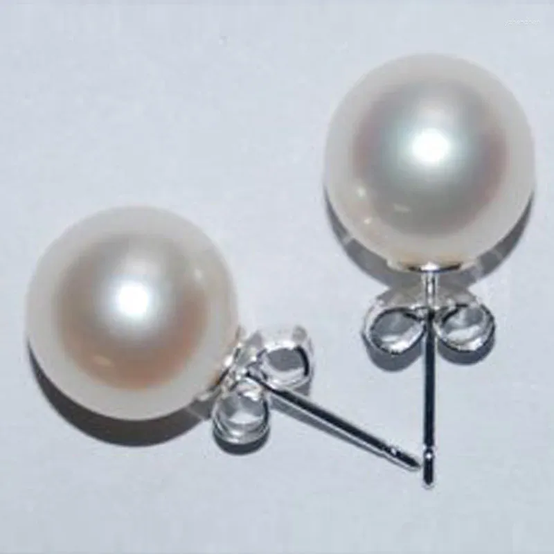 Stud Earrings 8-9mm Round Natural Freshwater Pearl With Sterling Silver Post