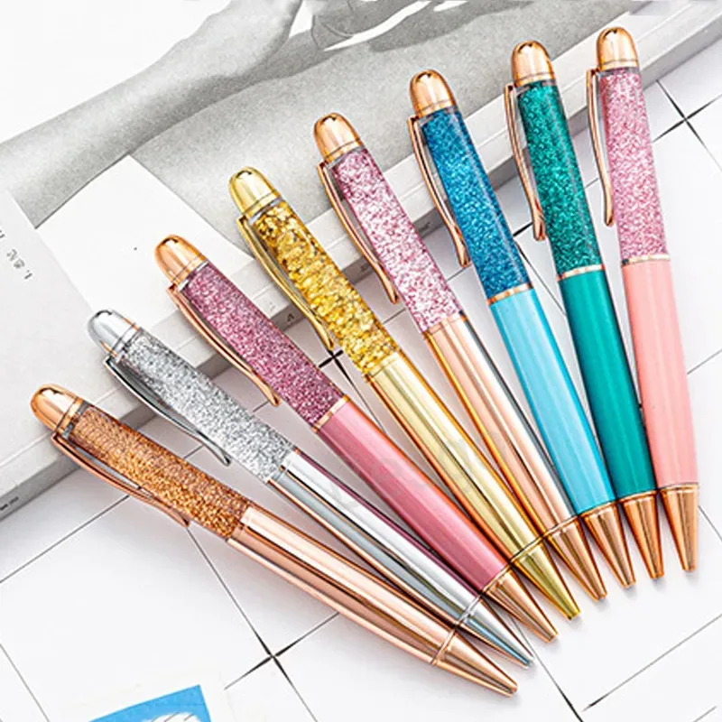 Quicksand Ballpoint Gold Powder Ballpoints Dazzling Colorful Metal Crystal Pen Student Writing Office Signature Pens Festival Gift BH5848 TYJ