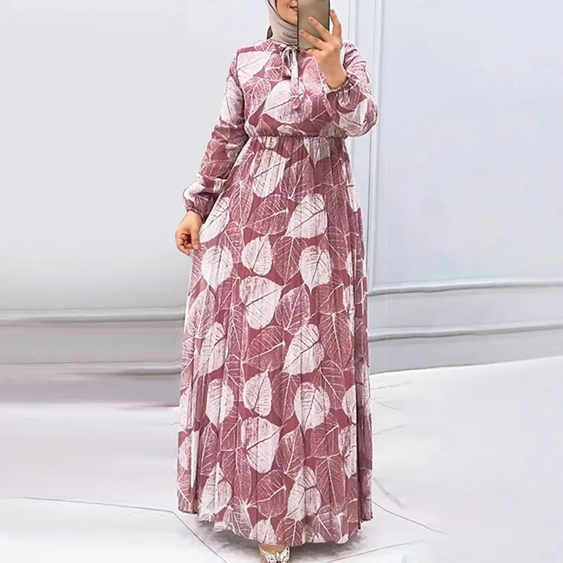 open lace back dress 6664# New Arrival Thick Satin High Round Neck Elastic Pleated Waist Big  Bottom Long Dress