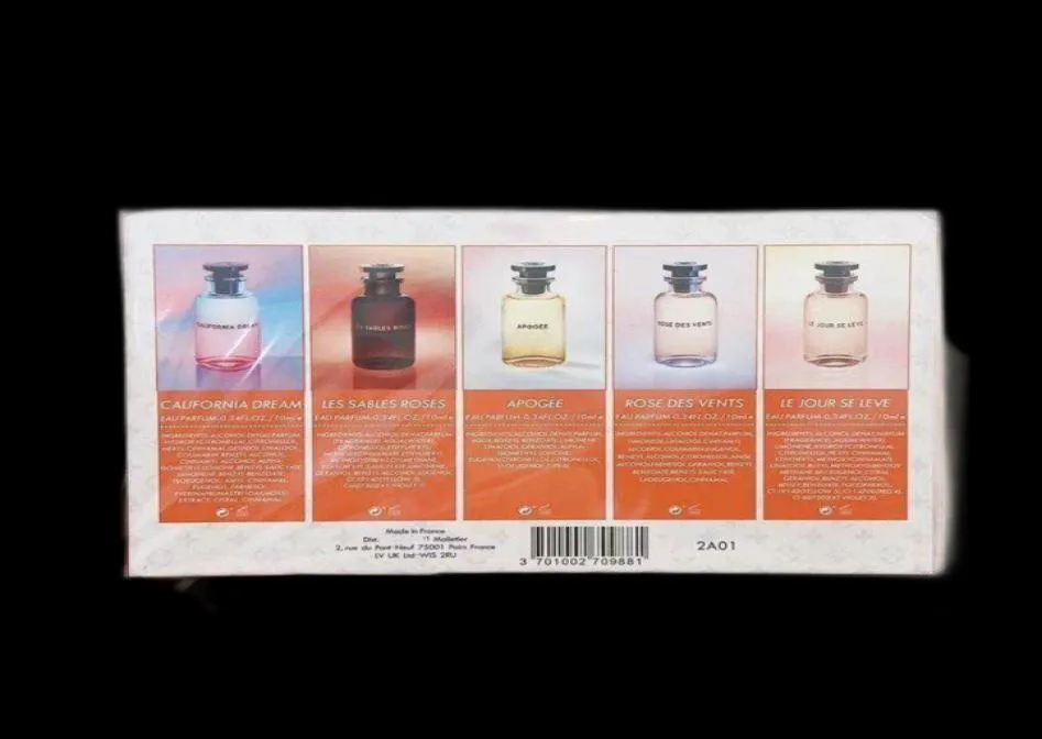 Conjunto de perfume superior 10ml5 dream apogee rose des vents les sable le jour se leve kit de perfume 5 em 1 com caixa presente de festival para mulheres 7962376