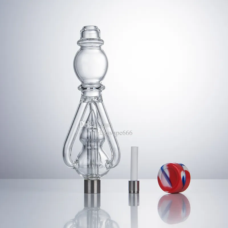 Glassvape666 NC060 Dab Rig Glass Water Bongs Smoking Pipes 510 Titanium Ceramic Quartz Nail Triple Recycle Water Perc Bubbler Bong