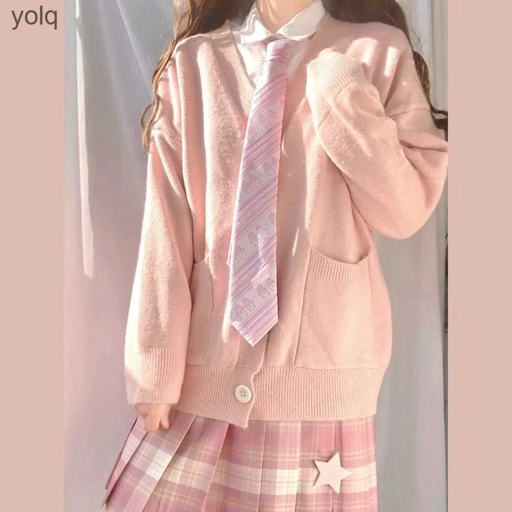 Kvinnors tröjor japanska college stil jk cardigan tröja lösa casual alla matchar kvinnor ny mode kawaii tjejjacka cosplay uniformyolq