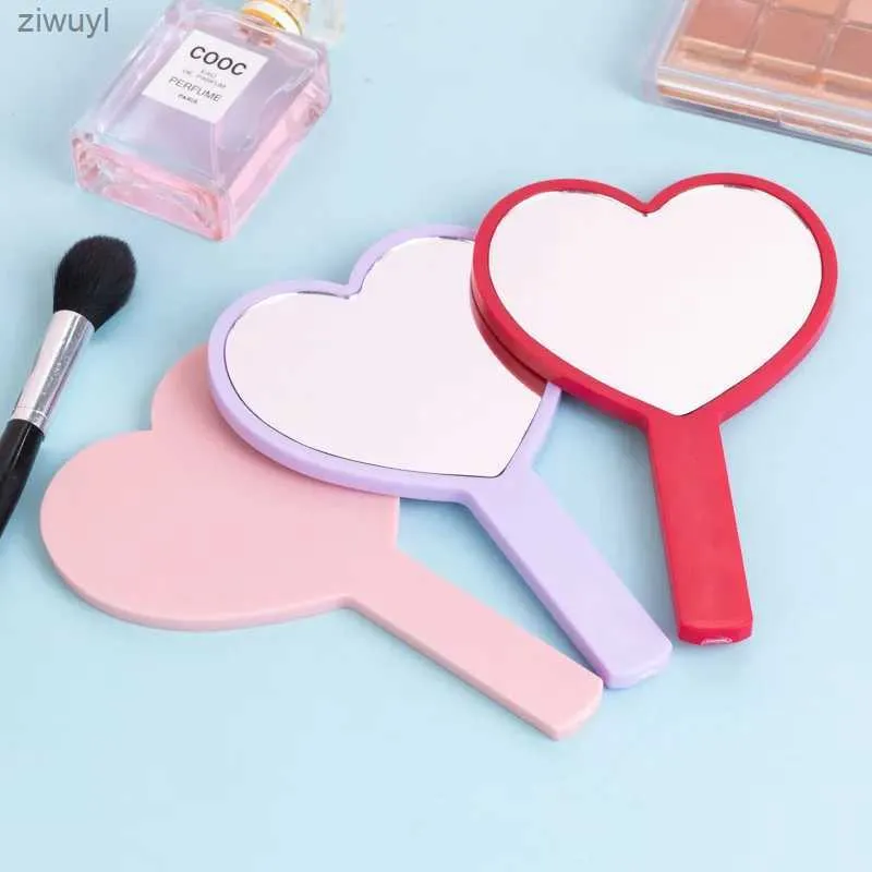 2PCS Mirrors Makeup Mirrors Love handle mirror portable handheld mirror girls cute small mirror diy beauty gift dressing mirror hand mirror