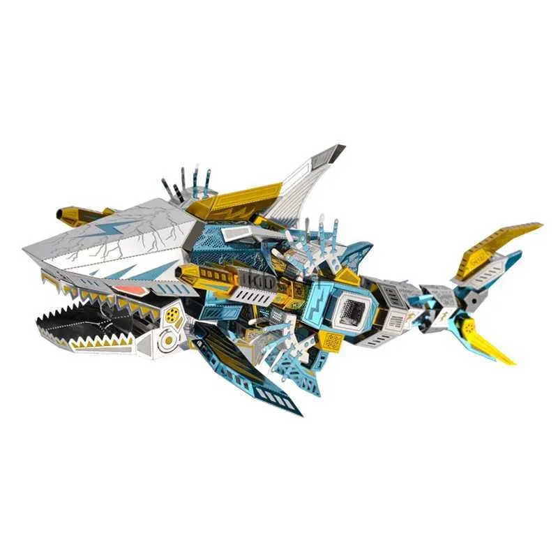 Craft Tools Microworld 3D Metal Puzzle Deep Sea Shark Model Kits Diy Laser Cut Montering Jigsaw Toy Gift for Audit Children YQ240119