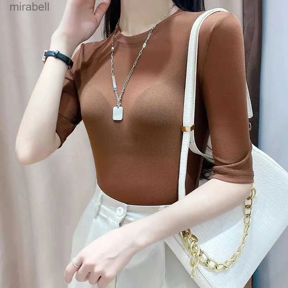 Women's Blouses Shirts Transparent Half Sleeve O-neck Thin T shirt Women 4 Colors Size S M L XL Colorful Mesh O Neck Female Blouses Short Sleeve Tops YQ240119