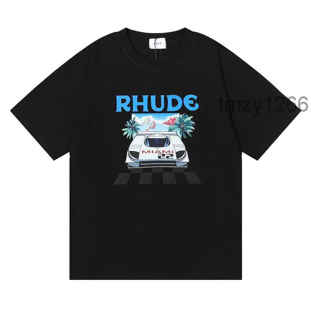 Desinger Rhude T Shirt Brand Mens skjortor Män kvinnor hög kvalitet 100%bomullskläder Hip Hop Top Tees US Size S-XXL GKUL