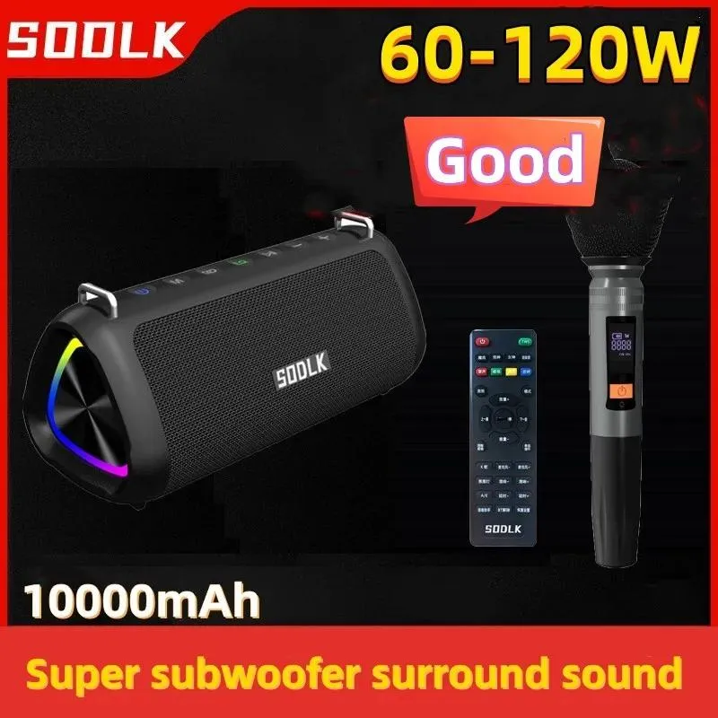 Altoparlanti SODLK T18 80W Highpower Caixa de Som Bluetooth Speaker Outdoor Wireless Soundwer Soundbar Tes Party Karaoke Mega Bass con microfono