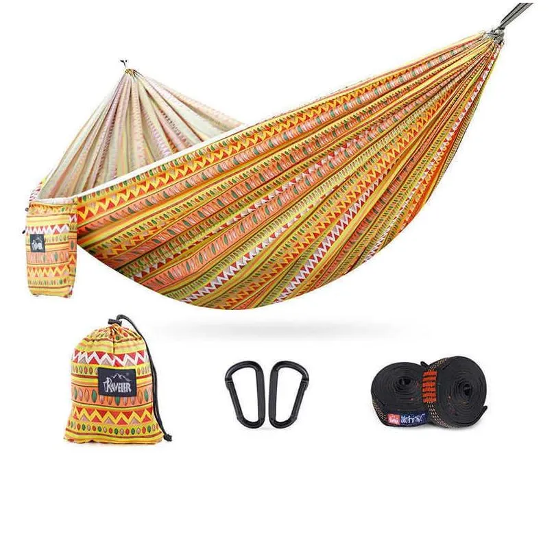 Hangmatten Boho Vouwen Outdoor Hangmat Draagbaar Tuin Slee Travel Supply Cam Swing Net Bed Hamaki Ahe Voor Dames Arjih Hamper Drop Deli Dhzfx