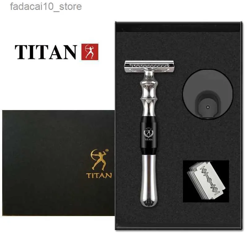 Barbeadores elétricos Titan 5 Máquina de barbear Segurança Navalha Titular Rosto Barbeador Cassetes Barba com lâminas substituíveis para homens Q240119