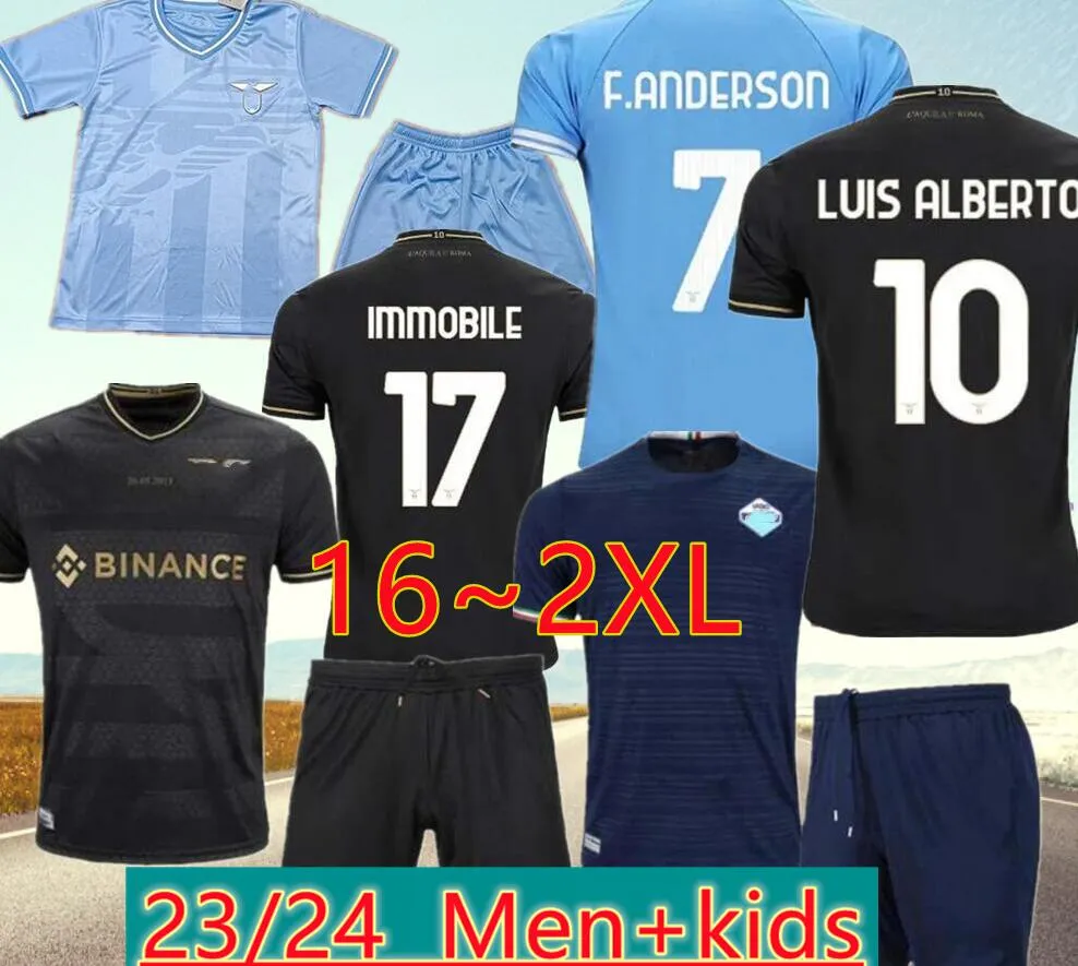 2023 2024 Lazio Immobile Soccer Jerseys LUIS ALBERTO 10e anniversaire Maglie 23/24 ROMAGNOLI IMMOBILE LUIS BASTOS BADELJ LUCAS ZACCAGNI Hommes Chemises de football pour enfants