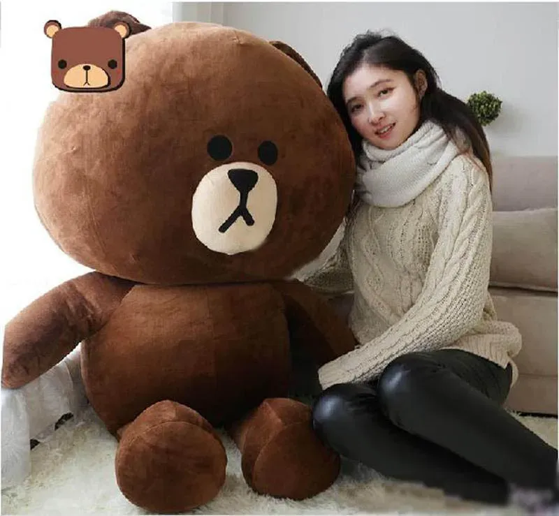 Hot Item! Line Office 47inches  Stuffed Soft Plush 120cm Huge Cute Cartoon Brown Bear Toy Kids Gift 