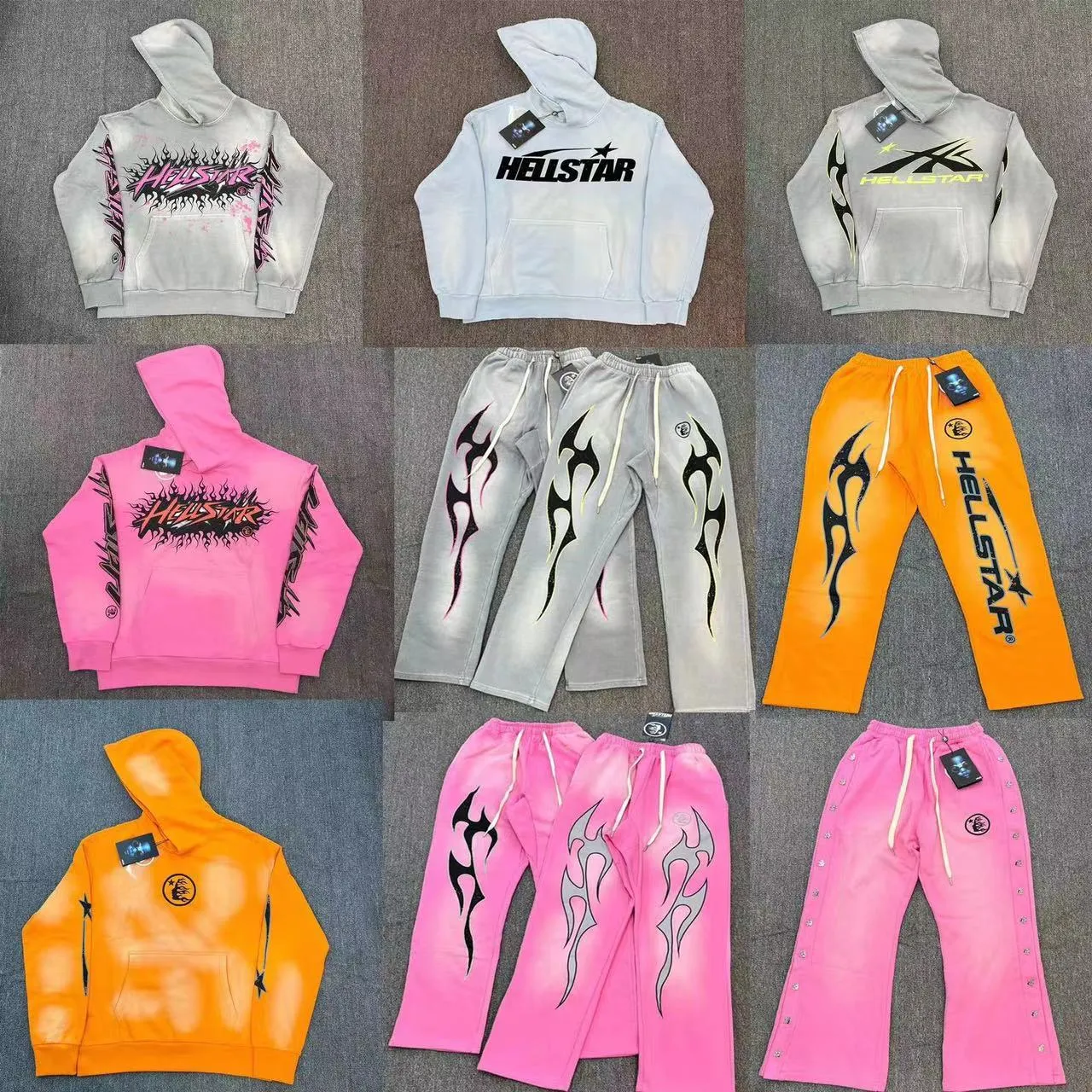 Мужские толстовки с капюшоном Hellstar, пуловер, брюки Hell Star с капюшоном и длинными рукавами, спортивный костюм, повседневные брюки для бега, футболка High Street Ins Retro Old Us S-XL