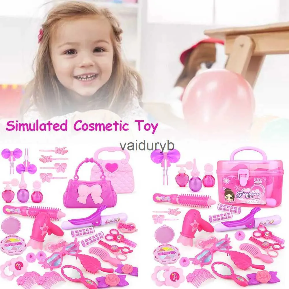Güzellik moda makyaj oyuncakları sevimli çanta simülasyonu ile kızlar için oyuncaklar Diy giyinme kozmetik prenses kuaför ldren için oyun evvaiduryb