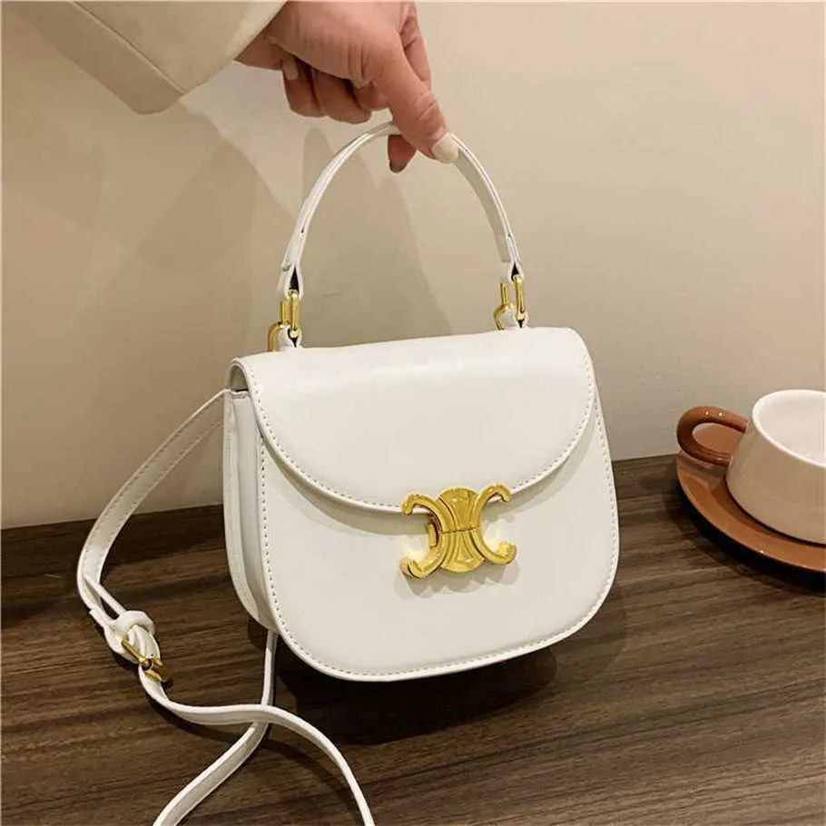 Number 5821 Year New Triumphal Arch Saddle Bag Handbag Women's Advanced Sense Lock Button Tofu Small Square One Shoulder Crossbody IAY8