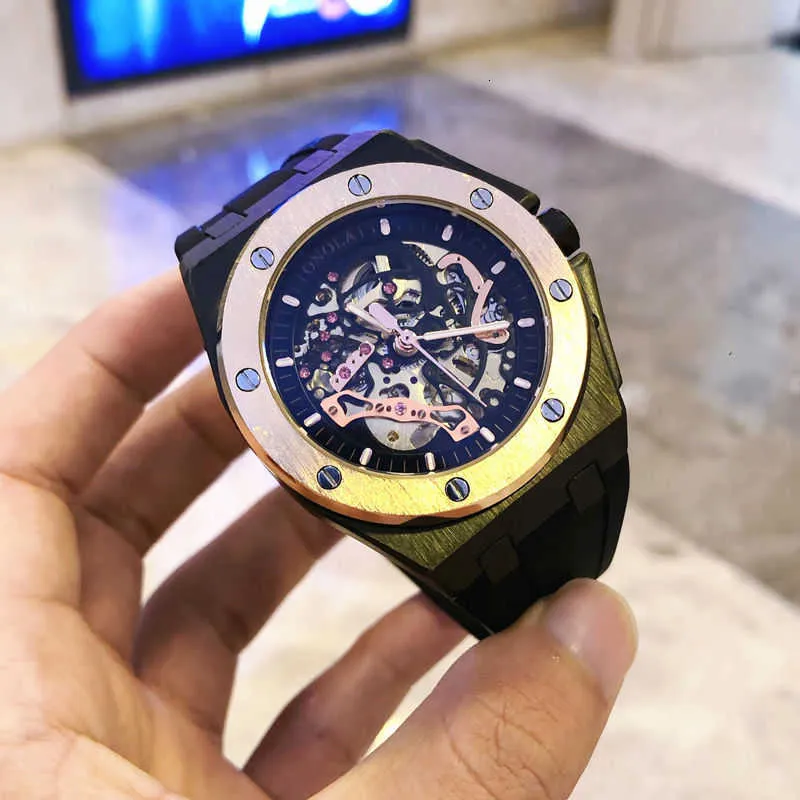 Oficjalny oryginalny w pełni automatyczny zegarek dla wydrążonego mechanicznego mechanicznego modnego modnego tunefikowanego koncepcji Nocne światło wodoodporne