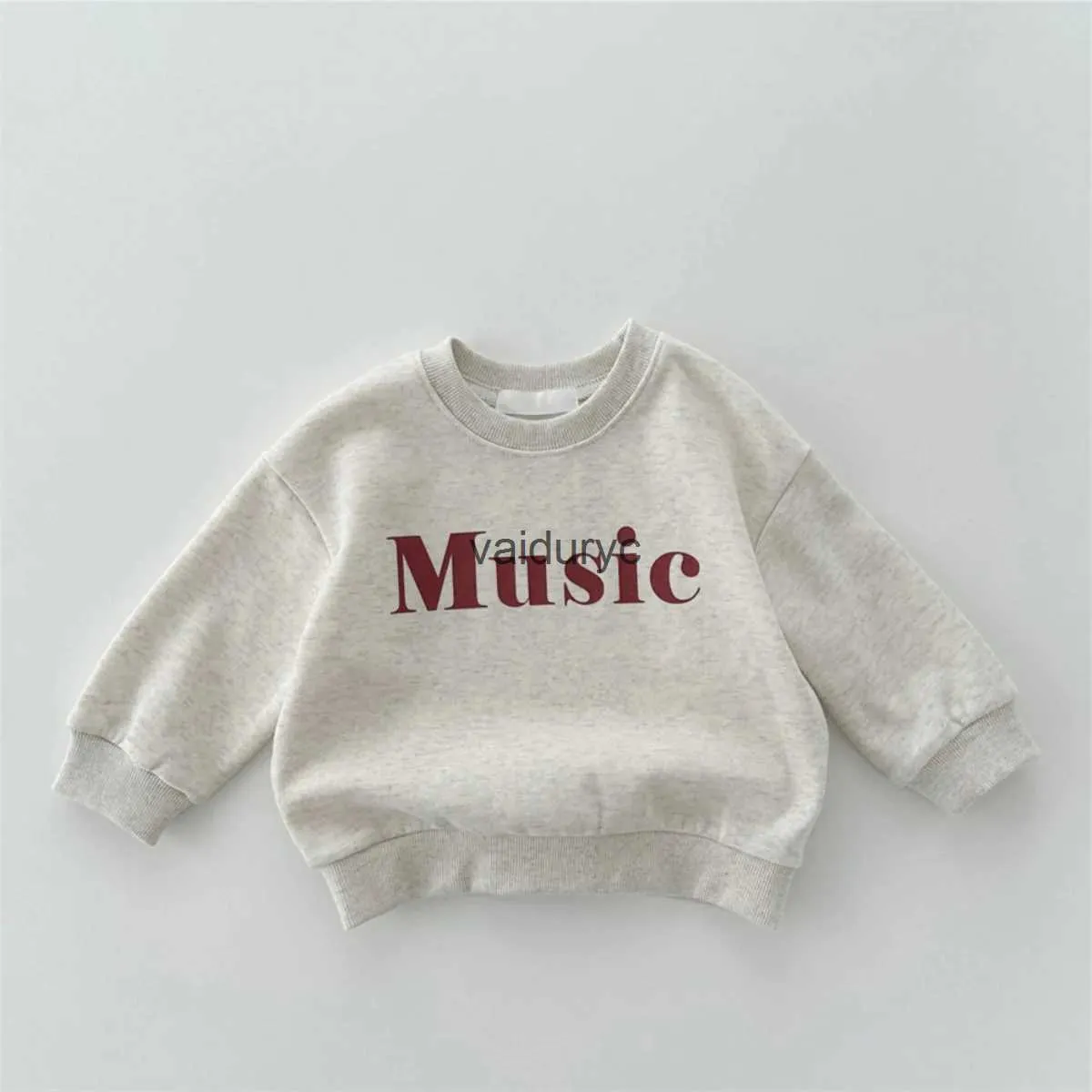 Hoodies tröjor Autumn Winter New Baby Long Sleeve Fleece Sweatshirt Boy Girl Fashion Letter Print Casual Pullover Spädbarn plus Velvet Varma toppar H240508