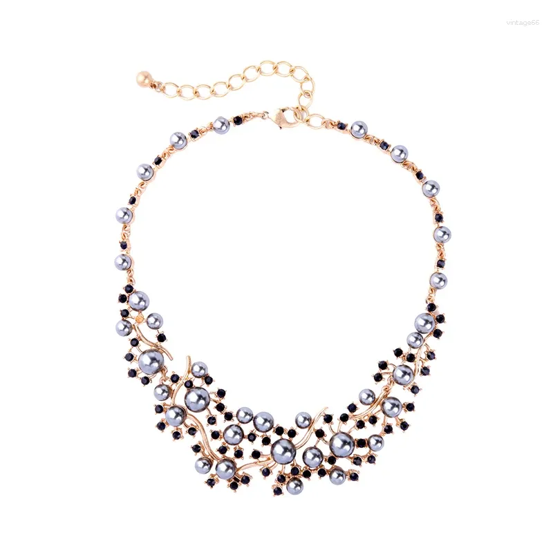 Choker bulkprijs 2 kleuren grijswit acryl parel meest fatsoenlijke elegante ketting damessieraden