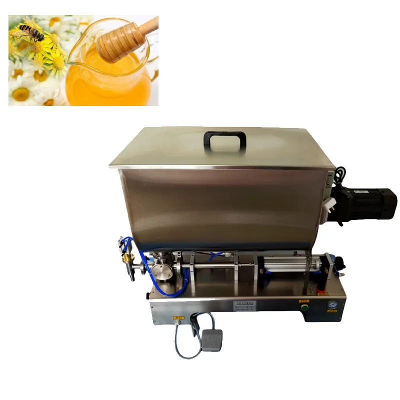 Mixing with Heater Filler Very Viscous Material Paste Sugar Chocolate Sauce Packaging Equipment Bottle Filling Machine