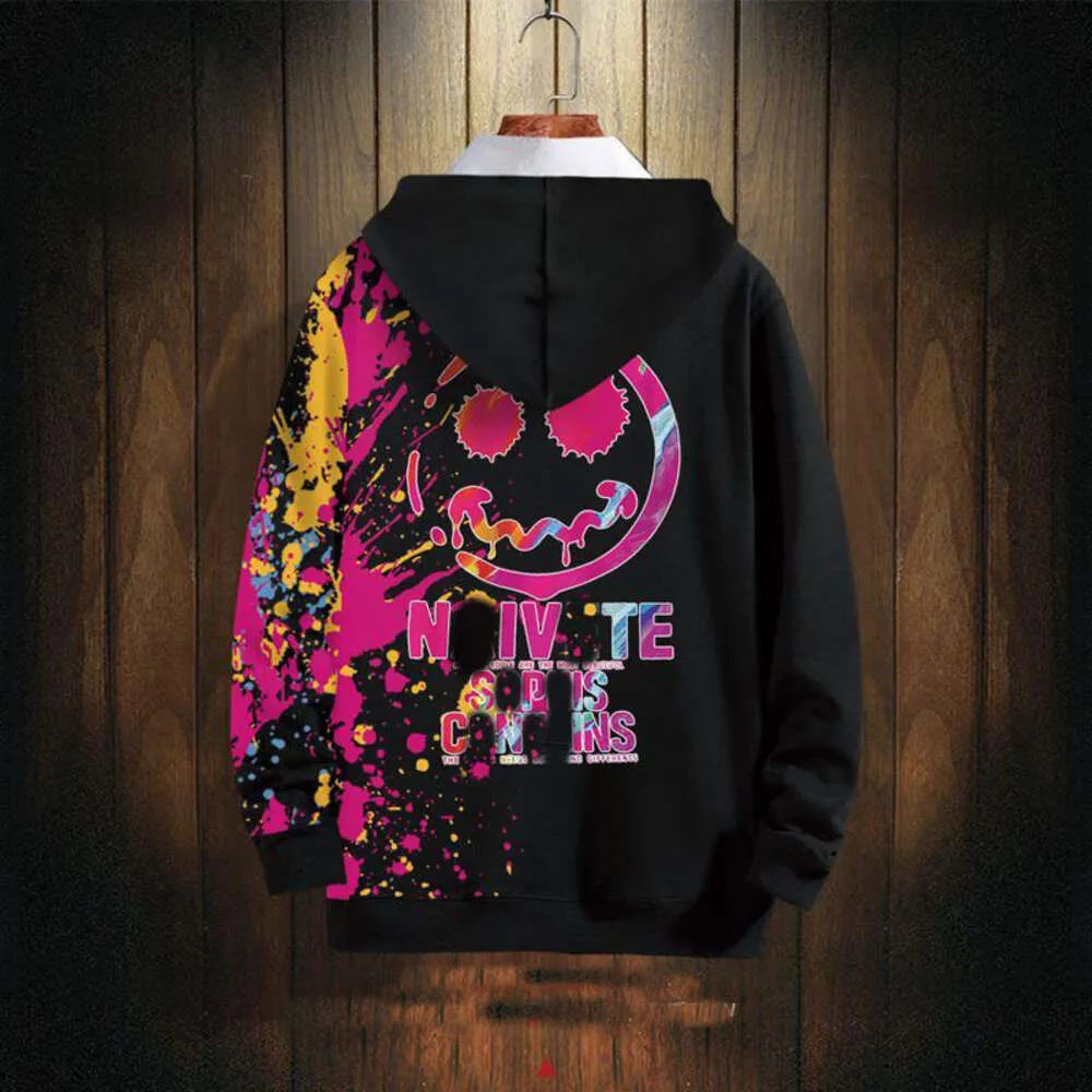 Designer de luxe BeaserS Classic Men Automne Tendance Smiley Face Sweat à capuche surdimensionné Lâche Graffiti Imprimer Top