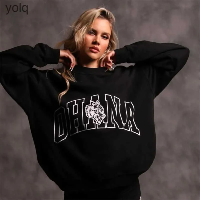 Sudaderas con capucha para mujer Sudaderas Deporte Ella Carta Impresión Fleece Pareja Hombres Mujeres Ropa Vintage O Cuello Sudadera con capucha Streetwear Suelto Algodón Jersey Unisex Topsyolq