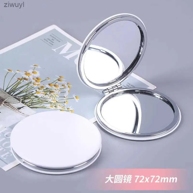 2pcs Aynalar Taşınabilir Kadın Makyaj Ayna El Cep Katlanır Çift taraflı kozmetik makyaj Ayna Beyaz Pu Deri Küçük Kompakt Ayna