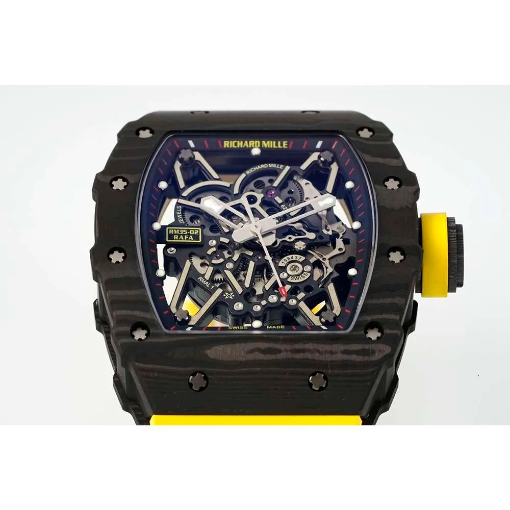 Richar Miller Automatic Designer SuperClone Watchmen AAA RM35-02 Watch Luxury Carbon Fiber Case Hollow Out out out box nbl7 with box nbl7