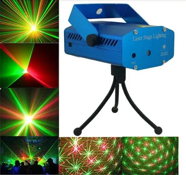 Mini Laser Stage Lighting Light Lights Starry Sky Red & Green LED R&G Projector indoor music DISCO DJ Party with box LL